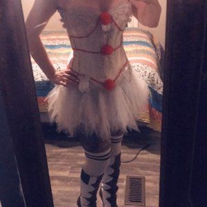 Pennywise corset costume with tutu and boots